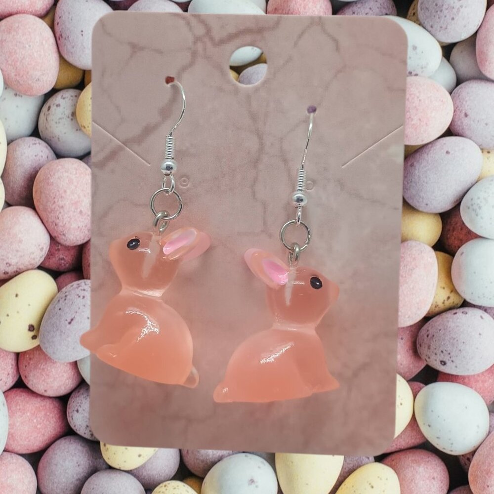🐰 Easter Bunny Earrings Peachy Pink Spring Jewelry 🩷
